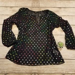 J. Crew Popover Rainbow Polka Dot Chiffon XS B7
